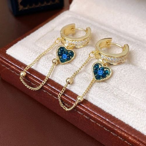 Light Luxury Heart CZ Hoop Earrings, Gold Plated Heart Earring | HE14581