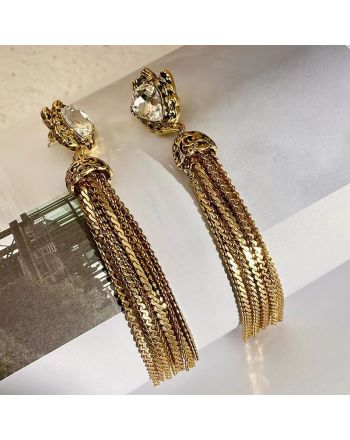 Luxury Geometric Tassel Earrings, Long Chain Earrings, Large Earrings | HE13541