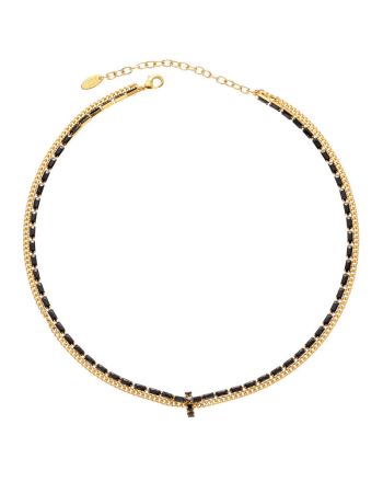 Black and Gold Layered Tennis Chain Necklace | QT2203