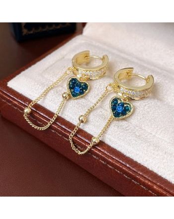 Light Luxury Heart CZ Hoop Earrings, Gold Plated Heart Earring | HE14581