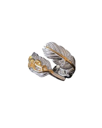 Two Tone Feather Ring Wrap Ring Angel Wing Ring | R2103